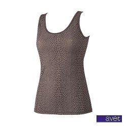 Avet top brede band  print cacao m SALE